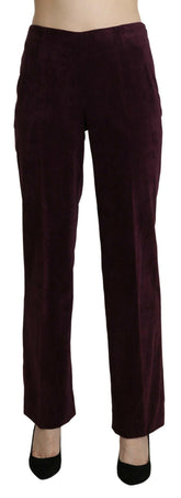 BENCIVENGA Purple Suede High Waist Straight Trouser Pants -   -  BENCIVENGA.